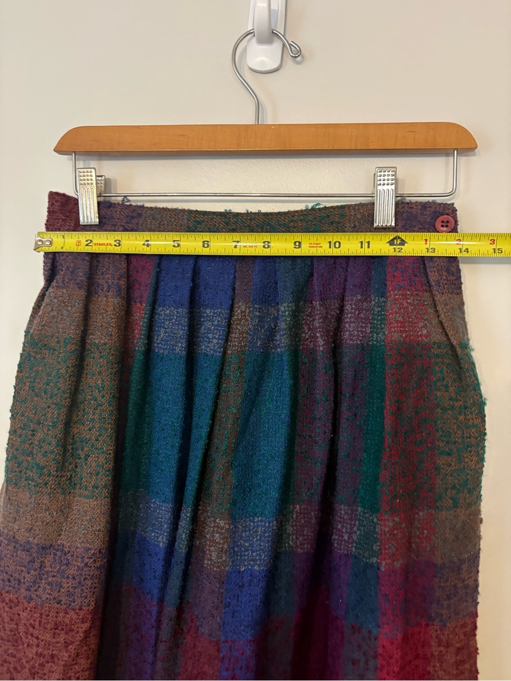 Diane Von Furstenberg Plaid Midi Skirt in Teal, Burgundy & Navy - Picture 7 of 9